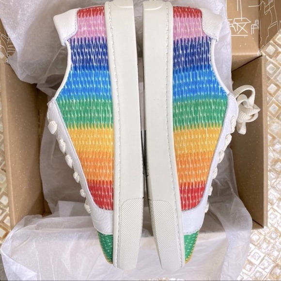 Soludos Womens Low Top Sneakers Rainbow Stripe Embroidered Organic Cotton Size 7 - Picture 7 of 16